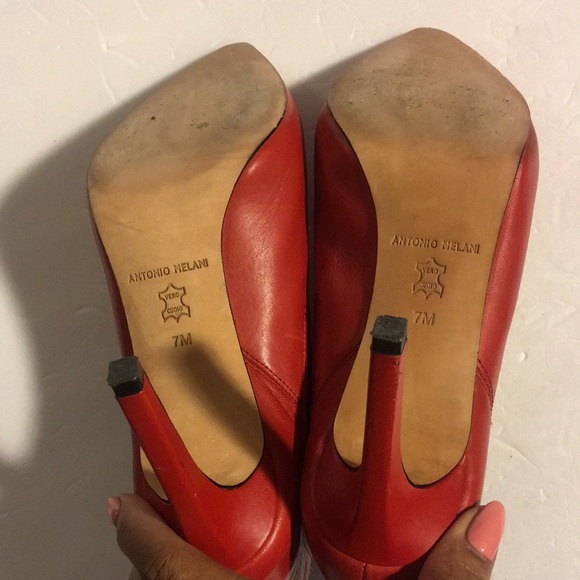 ANTONIO MELANI RED LARA LEATHER BOOTIE HEEL - Picture 6 of 6